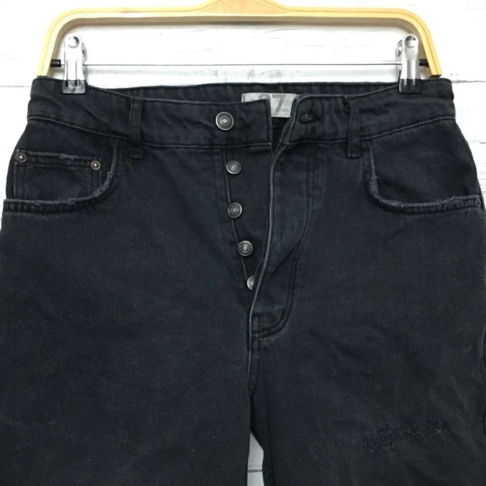 Free People We The Free Faded Black High Rise Jeans Distressed size 27